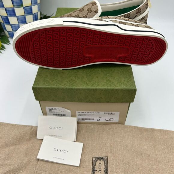 Man Gucci tennis low top 1977 sneakers size 11.5 made in Italy - Picture 6 of 11